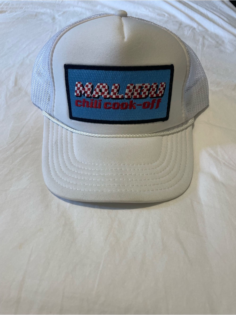 Aviator Nation White Trucker Hat with Blue Patch and Red Lettering - Kids